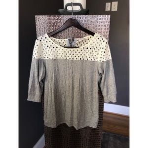Anthropologie Gray & Lace Top